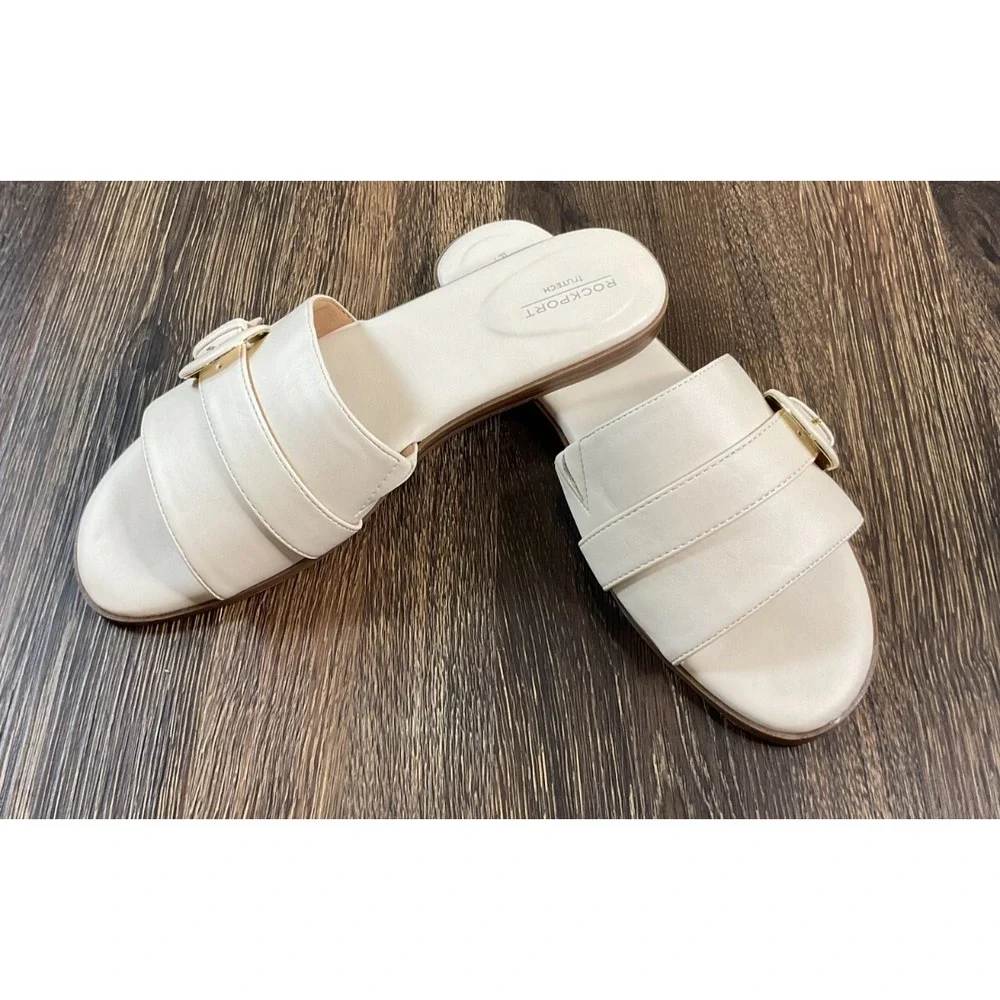 Rockport Trutech Women's Yara Size 8 White Cushioned Slide Sandals C17938 -New‎